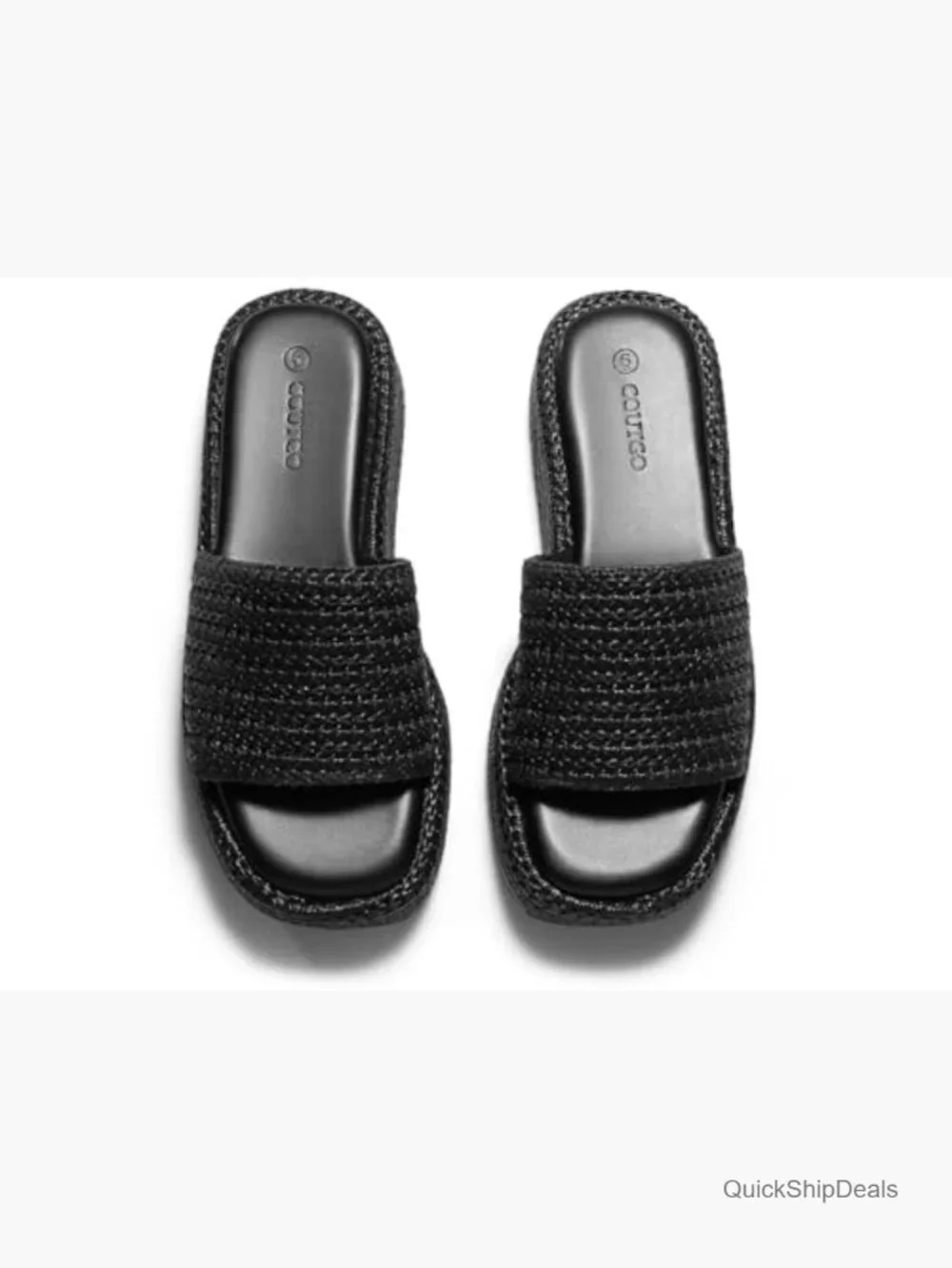 Women's Raffia Platform Sandals Espadrilles Slip On Open Toe Boho Summer Beach